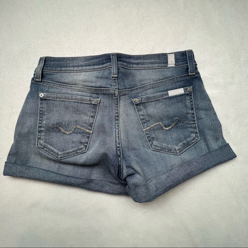 7 For All Mankind Rolled Cuff Denim Shorts Size 25 - Picture 2 of 8